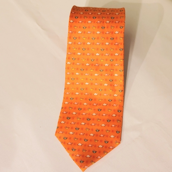 Salvatore Ferragamo Vibrant Orange Turtle Tie - Picture 1 of 6